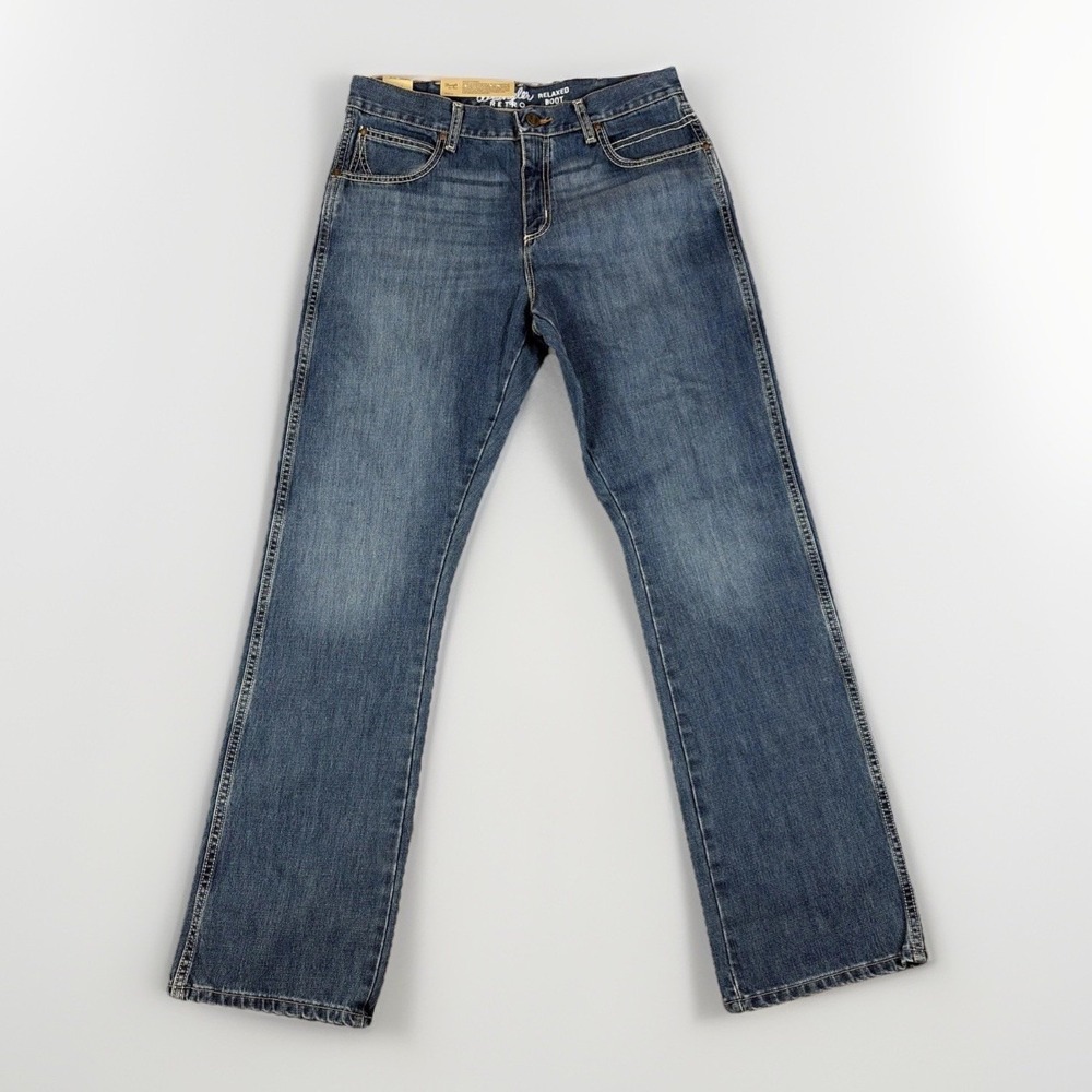 Wrangler Retro Jeans Mens Size 33 x 34 Blue Denim Relaxed Boot NWT